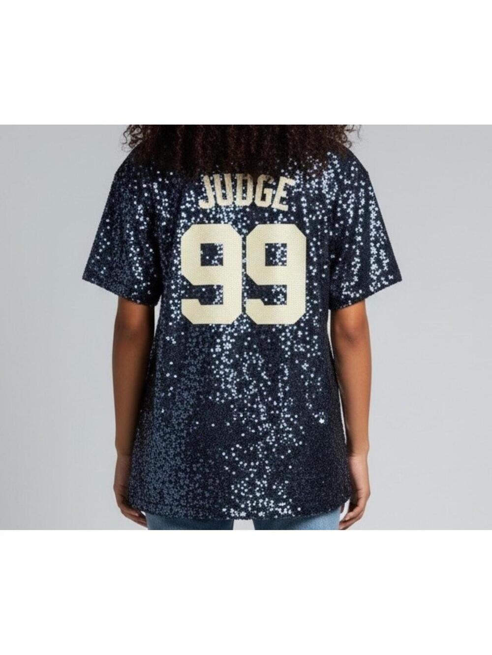Aaron Judge New York Yankees Youth Girls Blue Sequin V-Neck